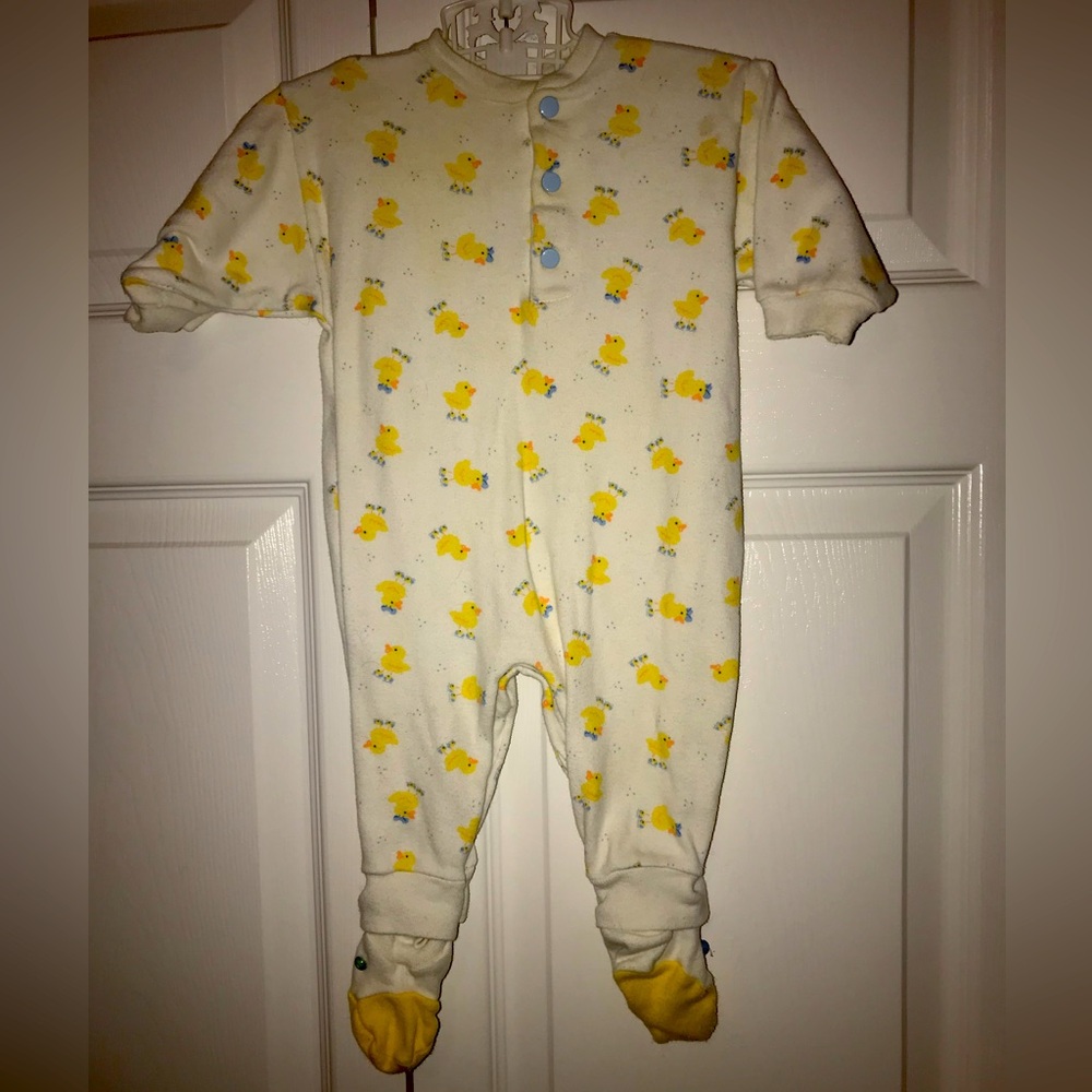 Absolutely Adorable Duckie Printw/Detachable Duckhead Booties 9 mo VGUC